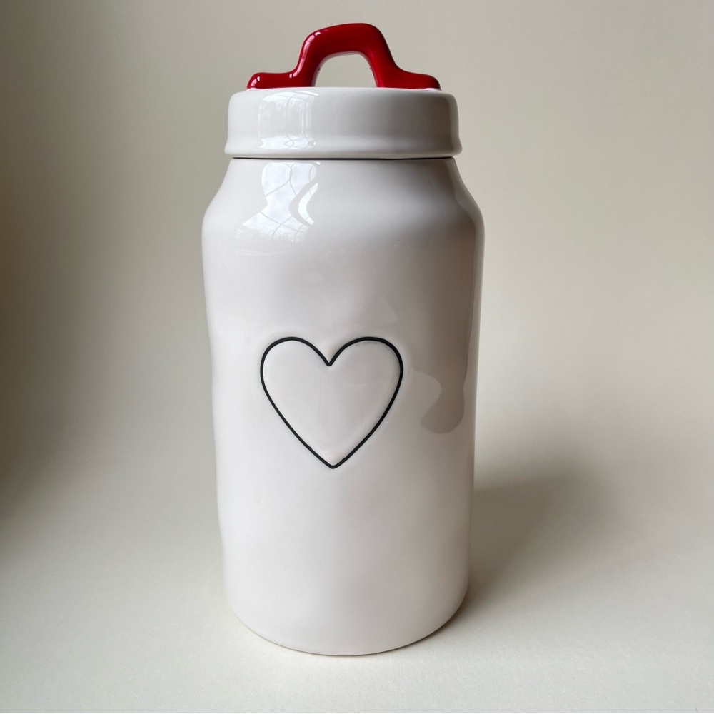 Rae Dunn Magenta Black Heart Canister Lid With Red Handle Jar Container Large